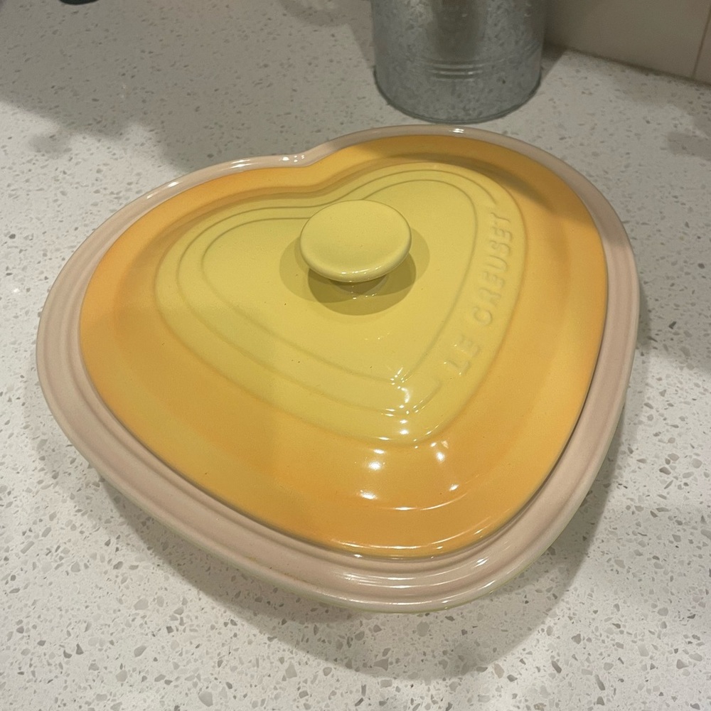 Le Creuset yellow heart ceramic stone wear